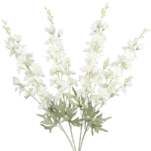 GhuaH Künstliche Rittersporn, Kunstblumen, 85,1 cm, Seidenblumen, Großpackung mit langem Stiel, künstlicher Rittersporn für hohe Vasen, Blumenarrangement, Tafelaufsatz, Blumenstrauß, Heimdekoration, 4