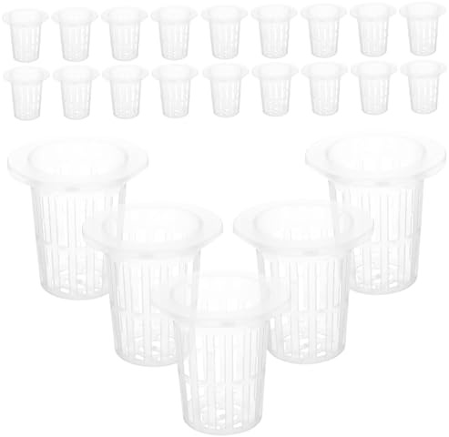 TINEASUR Cestas Hidropónicas de Plástico Blanco para Cultivo de Verduras y Raíces, Reutilizables Ranuras para Jardín y Vivero, Paquete de 50 Unidades