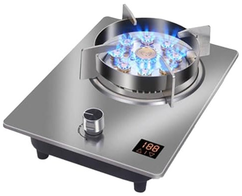 THEGA Fornello A Gas Portatile 7,2KW 1 Fuoco - Fornello A Gas in Acciaio Inossidabile, con Funzione Timer Fornello A Gas da Campeggio, Cucine A Gas da Tavolo E da Incasso, Bruciatore Domestico(NG)