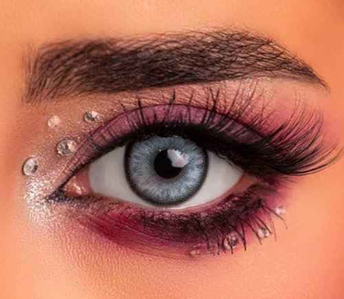 Venus® Blaue Kontaktlinsen Ohne Stärke - 0.00 Dioptrien - Weiche Jahreslinsen Blue Contact Lenses für Damen & Brillenträger - 1 Paar (2 Stück) - Husky Blue