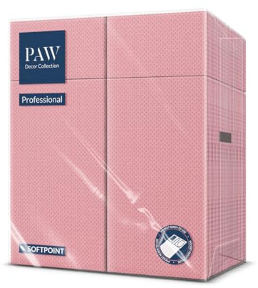 PAW – Bestickservetter av Softpoint (32 x 38 cm 1/8 bestickväska) | 50 stycken | Perfekt för pubar, hotell eller kaféer | servettväskor för bestick | rosa