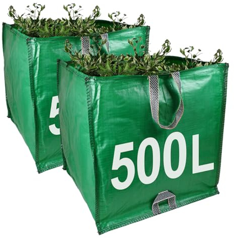 Garden Waste Bags - 500 Litre - 1 to 10 Sacks - PREMIUM GRADE - Industrial Fabric and Handles - Heavy Duty Garden/Green Waste Sacks (2)