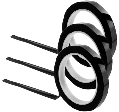 3 Rollos Cinta Adhesiva Pizarra Blanca,Negro Cables PET, 66 m Cinta Adhesiva Manualidades,Cinta Línea Fina,Resistente Temperaturas Cinta autoadhesiva 12 mm Ancho,para diagramas