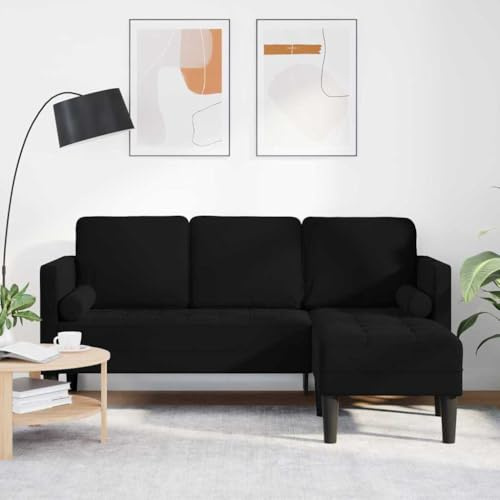 Emmtore Sofa 3-Sitzer mit Chaiselongue L-Form Schwarz 160 cm Samt Ergonomisches Design Rechteckige Möbel | Für Innen