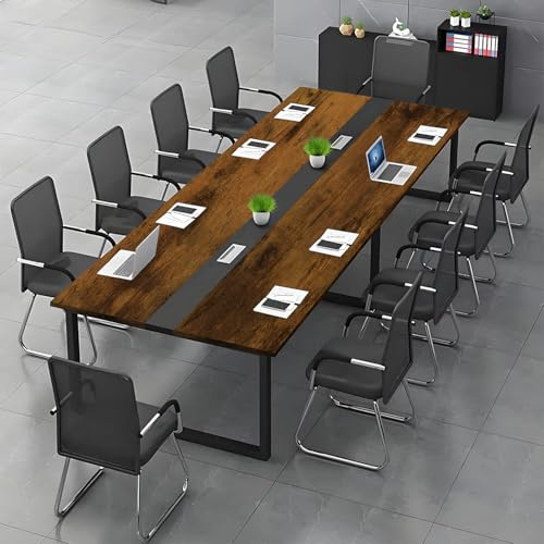 Konferenztisch große– Moderner Besprechungstisch mit Kabelmanagement – Büroarbeitstisch für Seminarraum, Coworking, Besprechungsraum, großer Esstisch - Stuhl Nicht im Lieferumfang enthalten