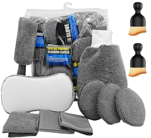 ZenHOMES 11Pcs car cleaning kit, car washing kit, Polishing Pad and Sponge, Tyre Brush, Soft Car Detailing Brush Set for Car Cleaning Wheels, Interior, Exterior, Leather, Dashboard, Vents