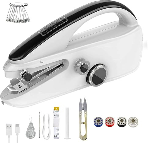 DAJASD Macchina da Cucire Portatile, Mini Macchina Da Cucire con Accessori Da Cucito, Macchin da Cucir a Mano con Due Velocità per Uso Domestico,per Cucir Vestiti,Tende,Fai Da Te e Viaggi