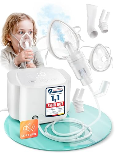 HIMMELSHAUCH MEDICAL Inalatore e Aerosol Portatile Silenzioso per Bambini e Adulti | Nebulizzatore Aerosol Elettrico | Macchina per Aerosol per Raffreddore e Inalazioni con Soluzione Fisiologica