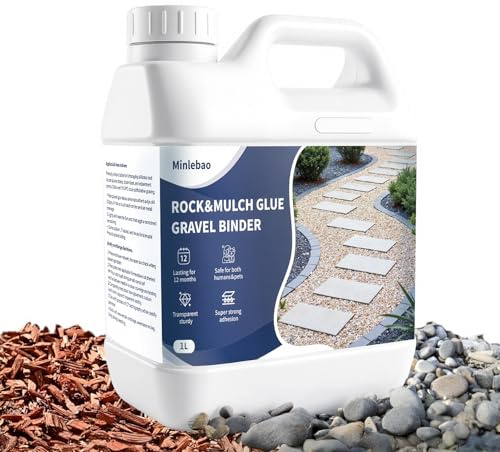 Minlebao Rock Glue,Gravel & Mulch Glue 1L - Non Toxic Rock Binder for Patios, Garden Paths, Borders & Landscaping，Fast-Drying, Pet Safe (1L)