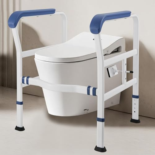 Heuffe Höhenverstellbare Aufstehhilfe Toilette, Robust WC Aufstehhilfe Ohne Bohren, Toilettenstützgestell, Toilettengriff Behindertengerecht Senioren, Toilettengestell Freistehend