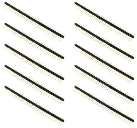 10 Stück 1 x 40P gerade Stiftleiste, 2,54 mm Abstände, einreihiger Stecker, Leiterplatte, Stiftleiste, einreihig, männlich, 10 Stück