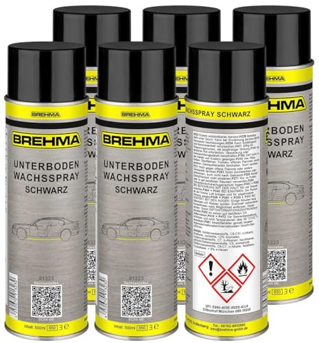 BREHMA 6X Unterbodenwachs Spray schwarz Unterbodenschutz Wax UBS