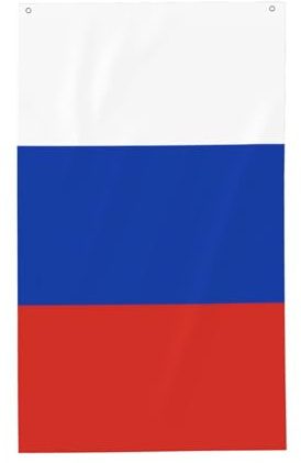 Bandera rusa de 3 x 5 pies. Impresión de doble cara, vertical, tela 100% poliéster, colores vibrantes y duraderos.