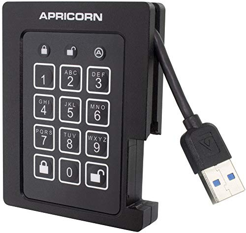Apricorn Aegis Padlock 480GB SSD 256-Bit, FIPS 140-2 Validated USB 3.0 Hardware Encrypted External Portable Drive *RUGGEDISED* (ASSD-3PL256-480F)