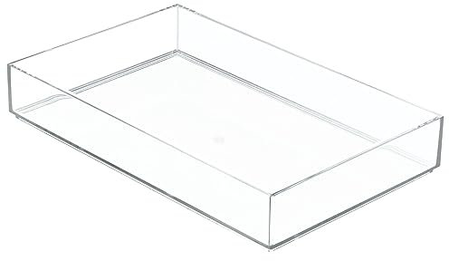 iDesign Drawer Organiser Box, Extra Large Drawer Insert Made of Durable Plastic, Multi-Purpose Dressing Table Organiser for Makeup, Office Supplies and Other Accessories, Clear