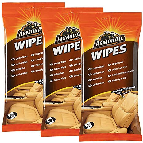 3 x Armor All 39021l piel Toallitas (Asiento de Piel Cuidado 20 unidades)