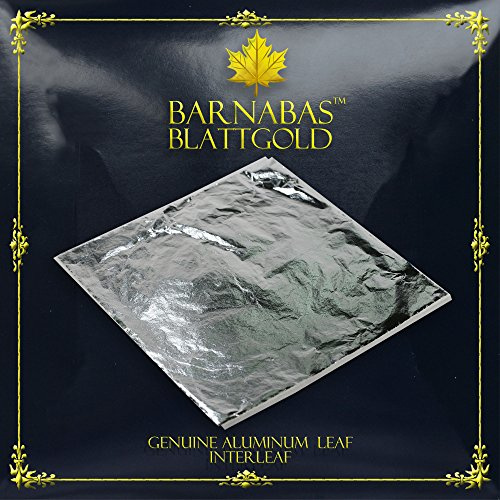 Barnabas Blattgold Hoja de plata de imitación, hojas sueltas [100 hojas, 5.5 pulgadas], hoja de lámina de metal para pintura, artes y manualidades