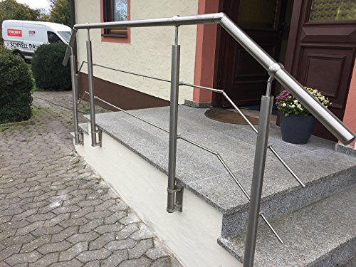 Geländer Edelstahl Außen bis 250 cm Komplett Set | Treppengeländer wandmontage Eingangsgeländer 50+150+50