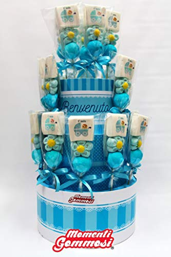 TORTA DI BENVENUTO CON SPIEDINI NASCITA MASCHIETTO