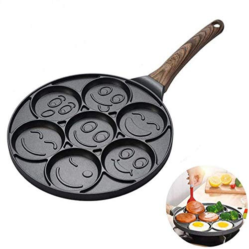 Pancake Pan with Smiley Faces, Also for Crepes, Pancake Pan, Aluminum Non-Stick Coating