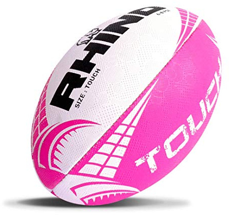 Rhino Touch Rugby Ball White/Pink Touch