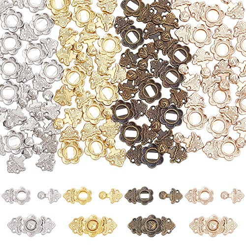 FINGERINSPIRE 40 Stück Druckknöpfe zum Aufnähen für Puppen 4 Farben Mini-Legierung Gürtelschnallen kleine Metallknöpfe langlebige Druckknöpfe Knöpfe für DIY-Puppen-Nähzubehör(18mm x 9mm)