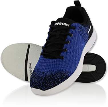 Scarpe da Bowling Uomo | PRO Bowl - Taktika | Bowling Scarpa Uomo Donna Gioventù | Nero Bianca | Bowling Scarpe Taglia 38.5-46, Nero/Blu, 43.5 EU Stretta