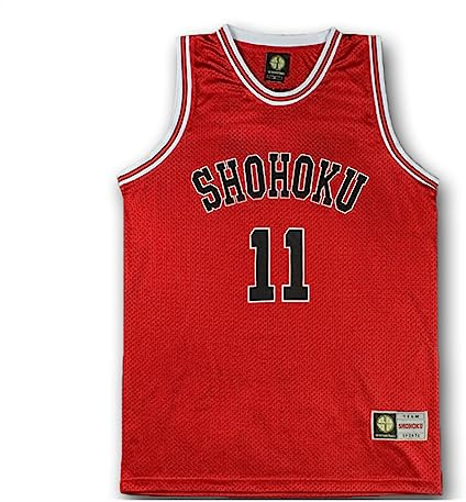 Maglietta da Uomo Rossa per Cosplay di Kaede Rukawa, 11° Basket, in Jersey, Rosso, L