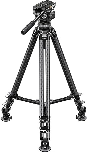 Leofoto LVC-253C+BV-20 Video Tripod, Twin Leg, Integrated Bowl, Leveling Base with Handle, 3 Leg Sections, Fluid Head Set, Lever Release Clamp