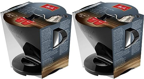 Melitta 6761018, Soporte para filtros de café, Para filtros de tamaño 1x4, Compatible con 1 jarra o 2 tazas, Plástico, Pour Over, Negro (Paquete de 2)