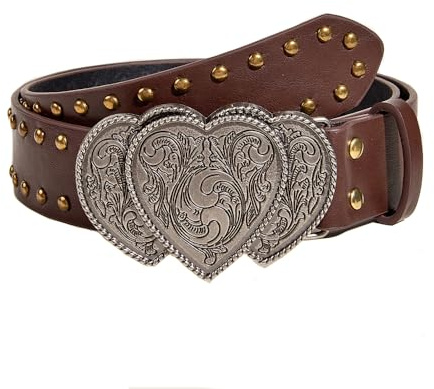 KBRPEY Cintura Donna, Cintura Regolabile In Pelle Pu, Cintura Con Fibbia a Forma Di Cuore Cintura In Pelle Con Borchie Cowgirl Cowboy Per Donna Per Abiti, Gonne e Jeans