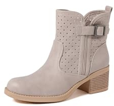 QUEEN HELENA Stivaletti Bassi Traforati con Tacco Basso Casual Donna X30-107 (Beige, Sistema Taglie Calzature EU, Adulto, Donna, Numero, Media, 36)