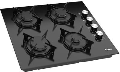 Ferre 2140 BL - 60cm Built-in Gas Hob - 4 Burners - Black Glass