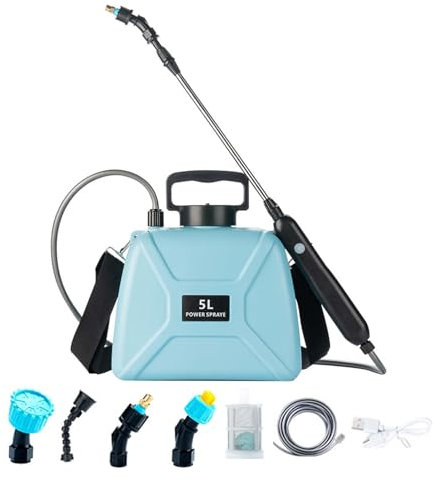 Electric Garden - Pulverizador de agua portátil, potente pulverizador de jardín | Pulverizador de plantas recargable con pilas para terraza de césped de jardín, pulverizador ergonómico de mano a