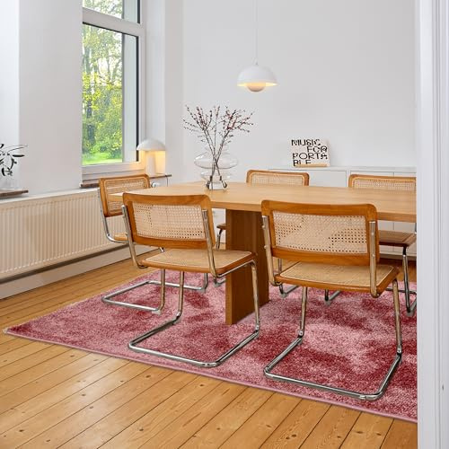 Astra Hochwertiger Teppich Wohnzimmer, Schlafzimmer - Kuscheliger Kurzflorteppich weich - Einfarbiges Flachgewebe für Innen - Teppich Altrosa, 80 x 150 cm