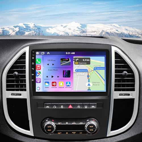 10 Inch Android 14 Car Stereo for Mercedes-Benz Vito 3 W447 2014-2020 Double Din Car Radio 2+32G with Wireless Carplay Android Auto HD Touch Screen GPS Bluetooth WiFi SWC Backup Camera Mic