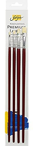 KREUL 44240 - Solo Goya Künstlerpinselset Borste, für professionelle Malerei mit Ölfarben, 4 Flachpinsel in den Größen 2, 6, 8 und 10