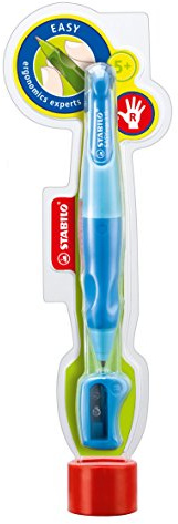 STABILO Ergonomischer Druck-Bleistift für Rechtshänder -EASYergo 3.15 in blau - Härtegrad HB & Spitzer