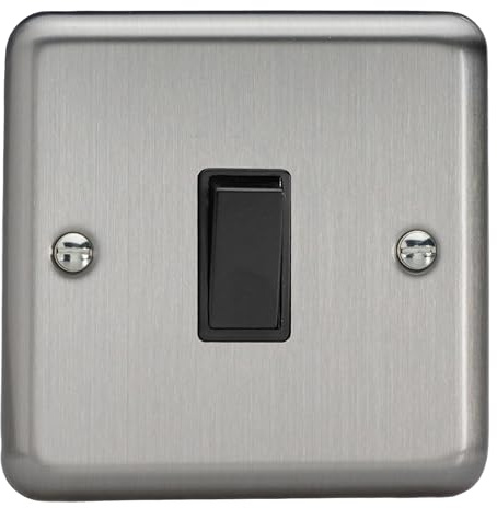Varilight Single Rocker Light Switch 2-Way - Value Matt Chrome With Black Rocker, XS1B