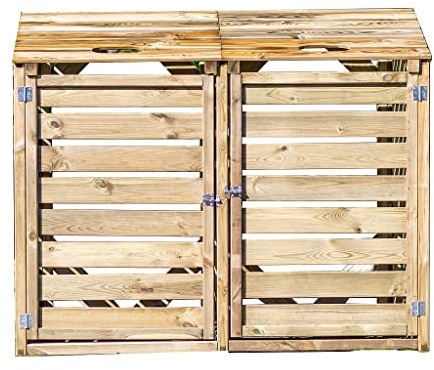 Cache Poubelle Double 150x90x120cm Bois - CP15090