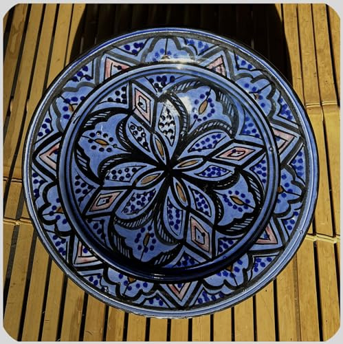 Simandra Orientalischer Keramik Teller handbemalt marokkanische Keramikschüssel Wandteller groß Color Blau