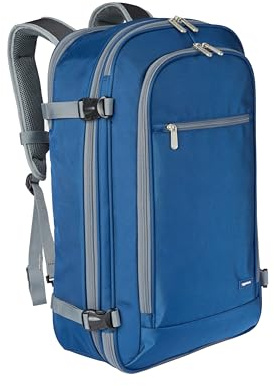 Amazon Basics Zaino da Viaggio 40L, Bagaglio a Mano da Cabina (51x38x20cm), Spallacci Imbottiti, Scomparto Laptop 17, Tasche Organizzate - Blu Navy
