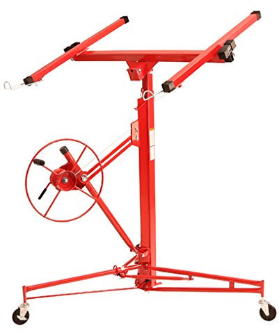 EBERTH Plattenheber für Trockenbau XXL, 1-Mann Bedienung, 217-460 cm Arbeitshöhe, 68 kg Traglast, 290 cm Lastarmbreite, Rigips Plattenheber, Lenkrollen, 2 verstellbare Lastarme Plattenheber Trockenbau