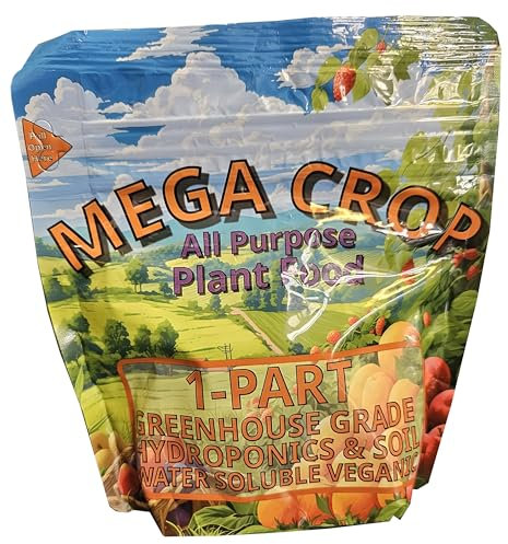 Mega Crop 1-Part Complete Hydroponic and Soil Base Nutrient Fertilizer for Plants with Organics - makes 400 Liters!