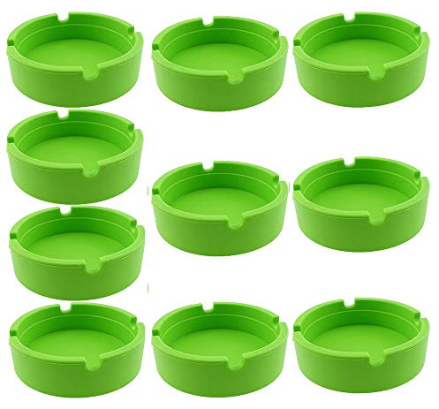 WSERE Lot de 10 Cendrier Cigarette en Silicone pour Homme et Femme Extérieur Intérieur Cendrier Cendrier Bureau Fumage Bureau Décoration 8.5 x 2.2cm Vert