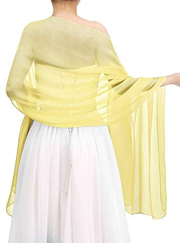 Damen-Schal, Stola, aus Seide, Wrap, Pashmina, für Hochzeit, Abend, Zeremonien, Partys, 180 cm x 70 cm, gelb, 180*70CM