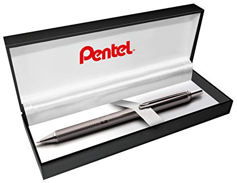 Pentel BL407MA-BOX EnerGel Sterling Liquid Gel-Tintenroller in Geschenkbox, Gehäuse Anthrazit, Strichstärke 0.35 mm, Kugeldurchmesser 0.7 mm, Schreibfarbe Schwarz, 1 Stück (1er Pack)