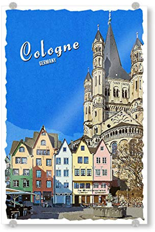 artboxONE Acrylglasbild 60x40 cm Städte Köln Vintage Fischmarkt Bild hinter Acrylglas - Bild panrama Architektur City