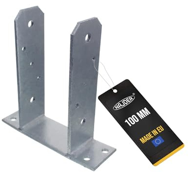 NAJDER U-Pfostenträger 100 mm zum Aufschrauben Feuerverzinkung Pfostenträger typ TT Stützenfuss Pfostenträger Pfostenanker (100 mm)