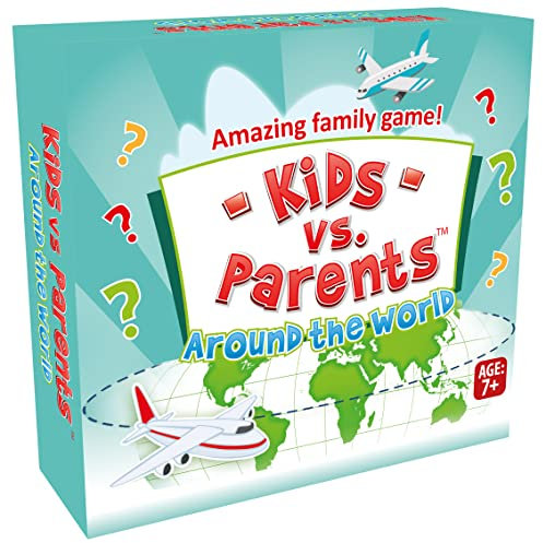 Kids vs. Parents Around the World Educational Board Games Kids Trivia Games Quiz Family Party Games | Geography and World Travel Game | Age 7+